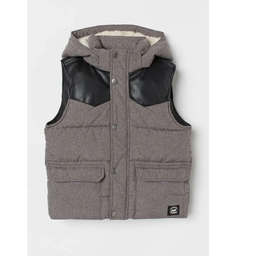 H&M Kids Hooded Vest with Black Accents size 4-6T LIKE NEW